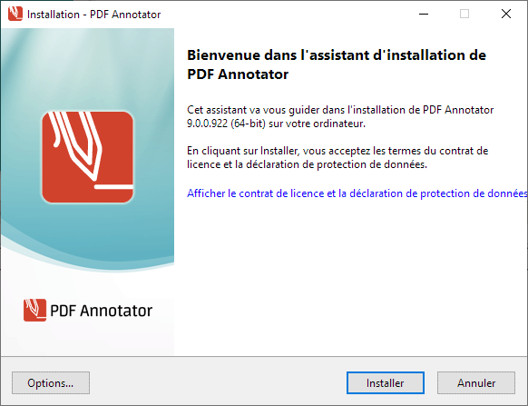 L'assistant d'installation de PDF Annotator