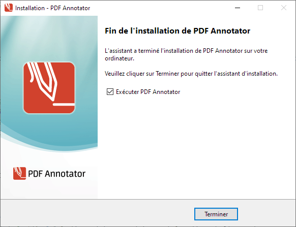 Installation de PDF Annotator terminée